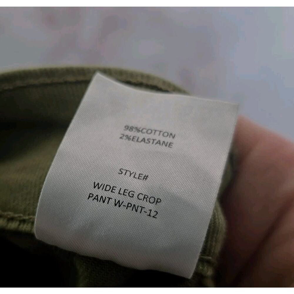 Quince Jeans Womens 32 Green High Rise Wide Leg Crop Pants Twill Olive - Picture 11 of 13